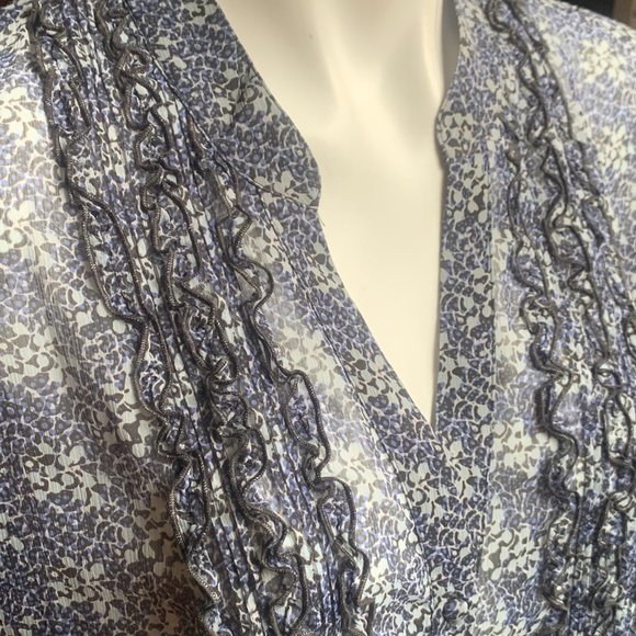 Banana Republic Blue Sheer Button Down Tunic XL - Picture 3 of 10